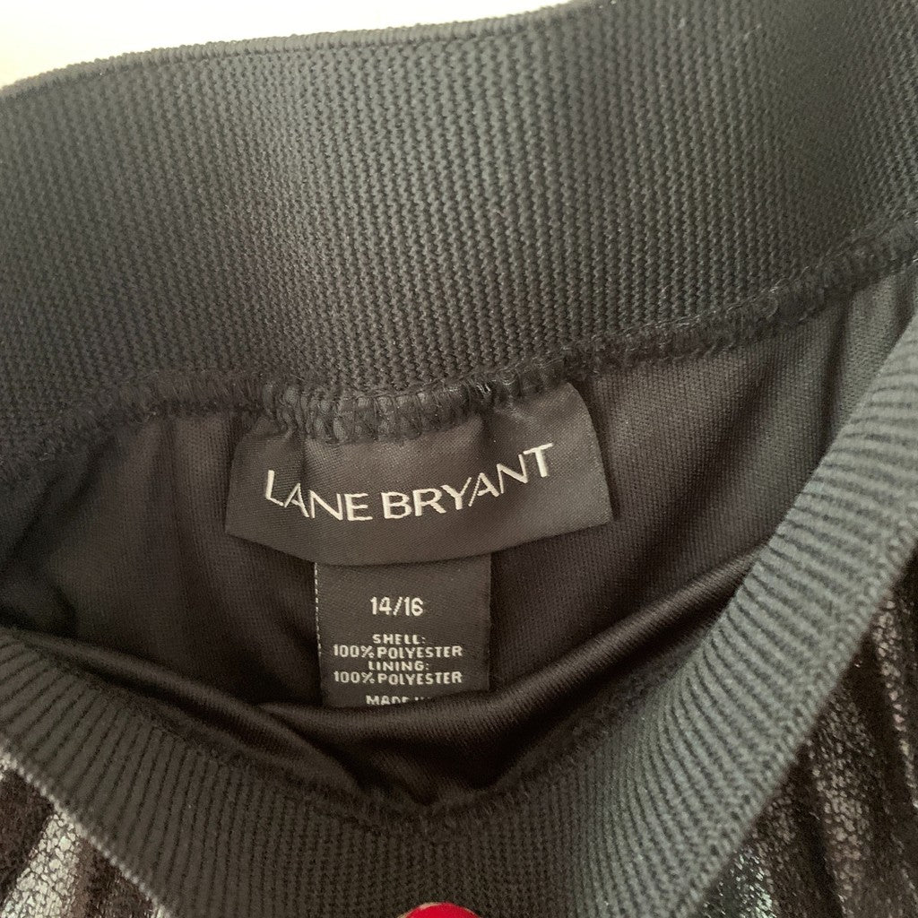 Lane Bryant Black Pleated Knee Length Metallic Skirt