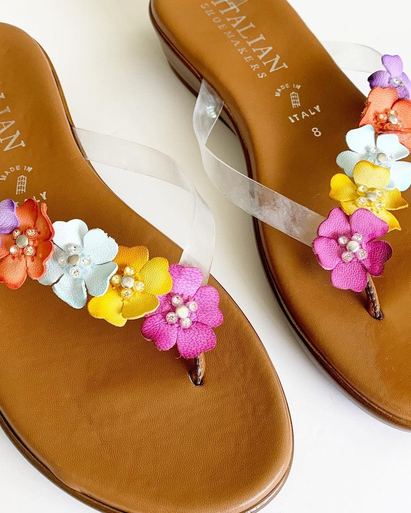 Italian Shoemakers Emina Floral and Rhinestones Sandal 8