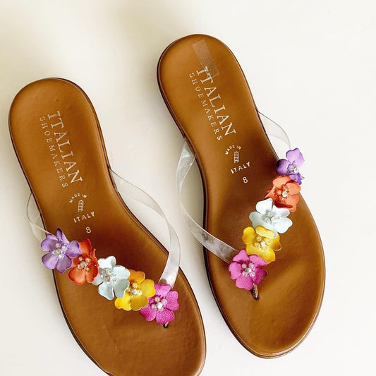 Italian Shoemakers Emina Floral and Rhinestones Sandal 8