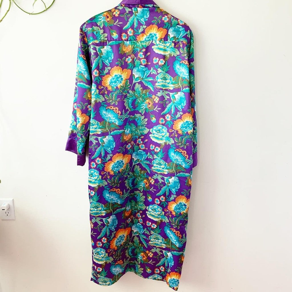 Victoria's Secret Gold Label Vintage 90s 80s Purple Floral Robe M