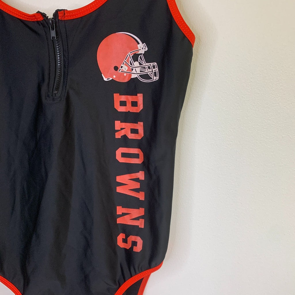 NFL Cleveland Browns Women's One Piece Swimsuit Black Orange