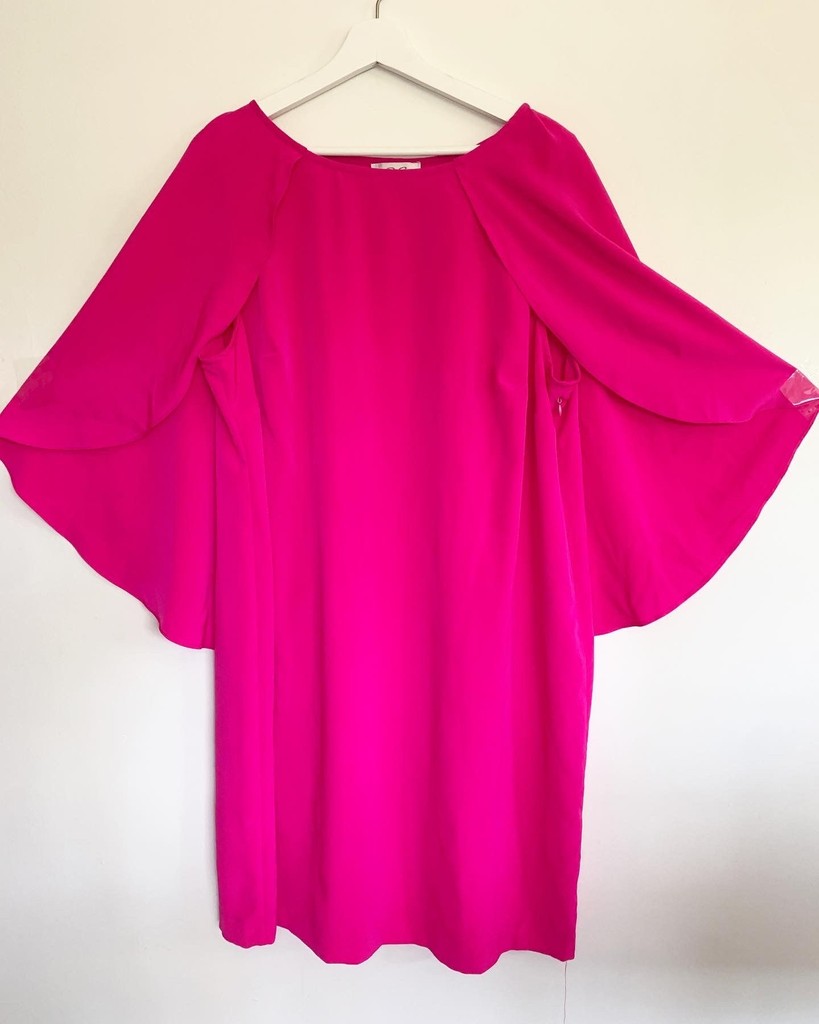 Donna Ricco Pink Cape Sleeve 16W Plus Dress