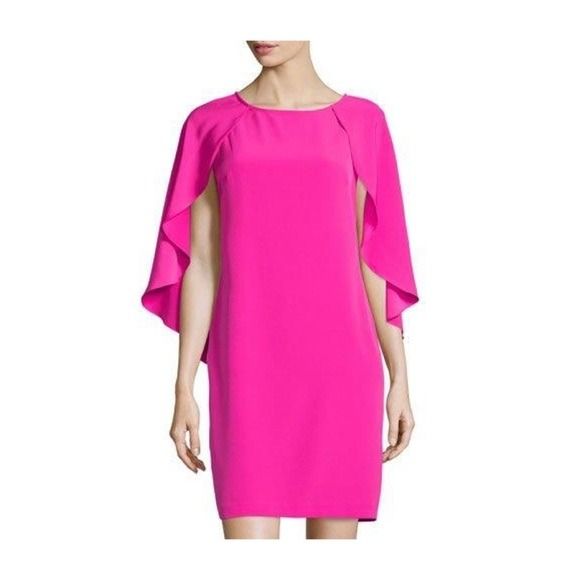 Donna Ricco Pink Cape Sleeve 16W Plus Dress