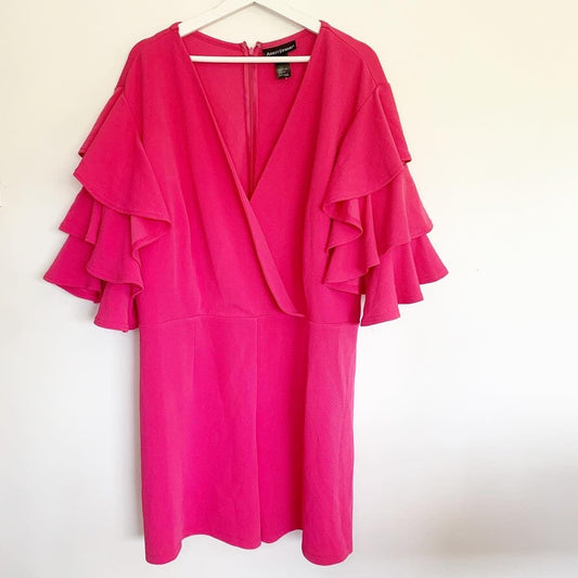 Ashley Stewart Ruffle Pink Romper 4X Plus 26/28