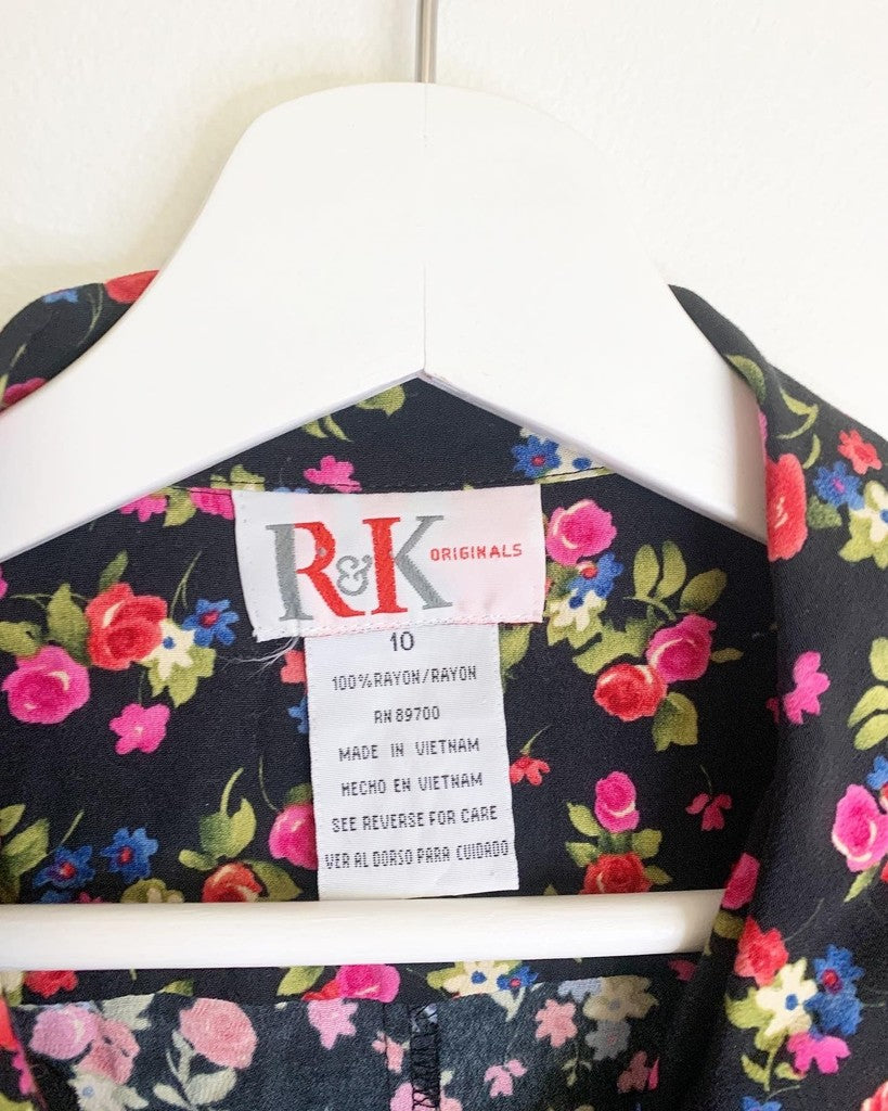 Vintage 90s R&K Originals Multicolor Maxi Floral Dress