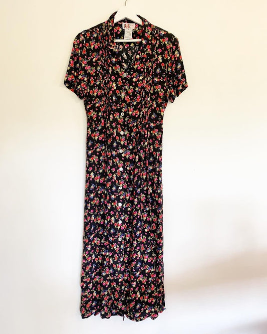 Vintage 90s R&K Originals Multicolor Maxi Floral Dress