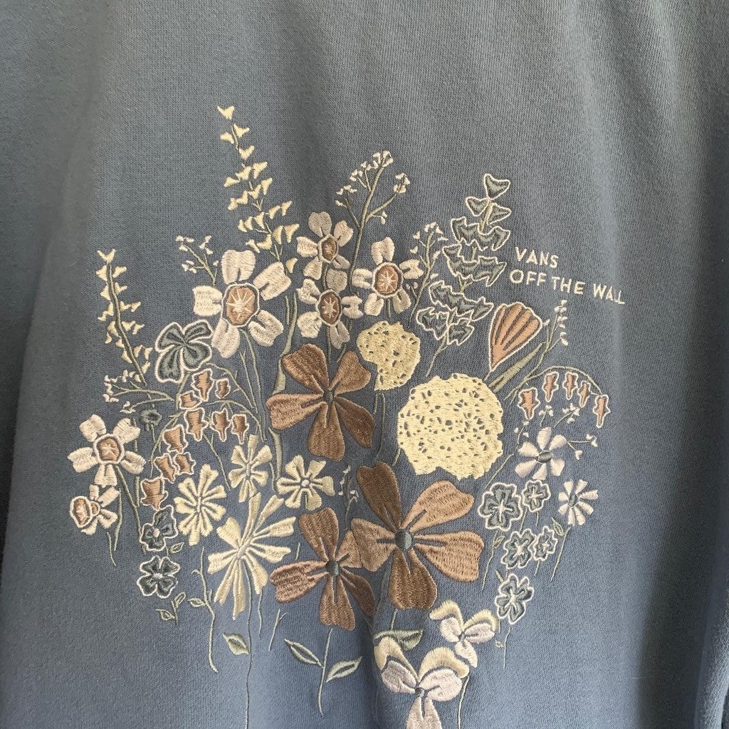 VANS Bouquet Relaxed Sweatshirt Crew Cement Blue Size XL