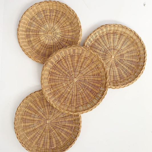 Bundle Lot 4 Wicker Plate Holder Wall Basket Decor Gallery Boho