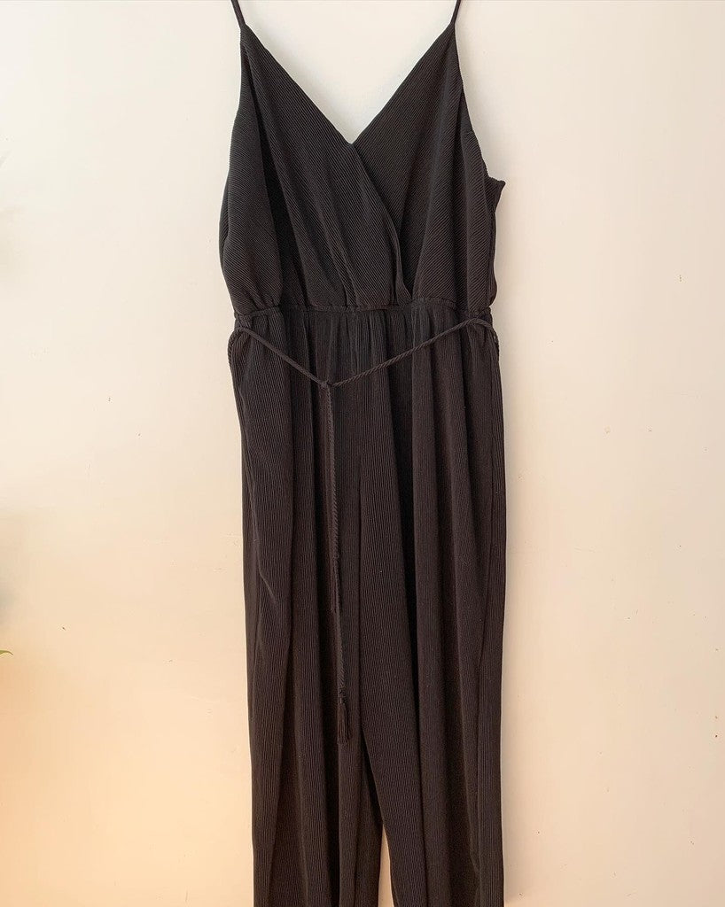 Xhilaration Belted Gauze Black Jumpsuits