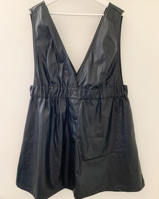 ASOS Fit & Flare Black Faux Leather Dress