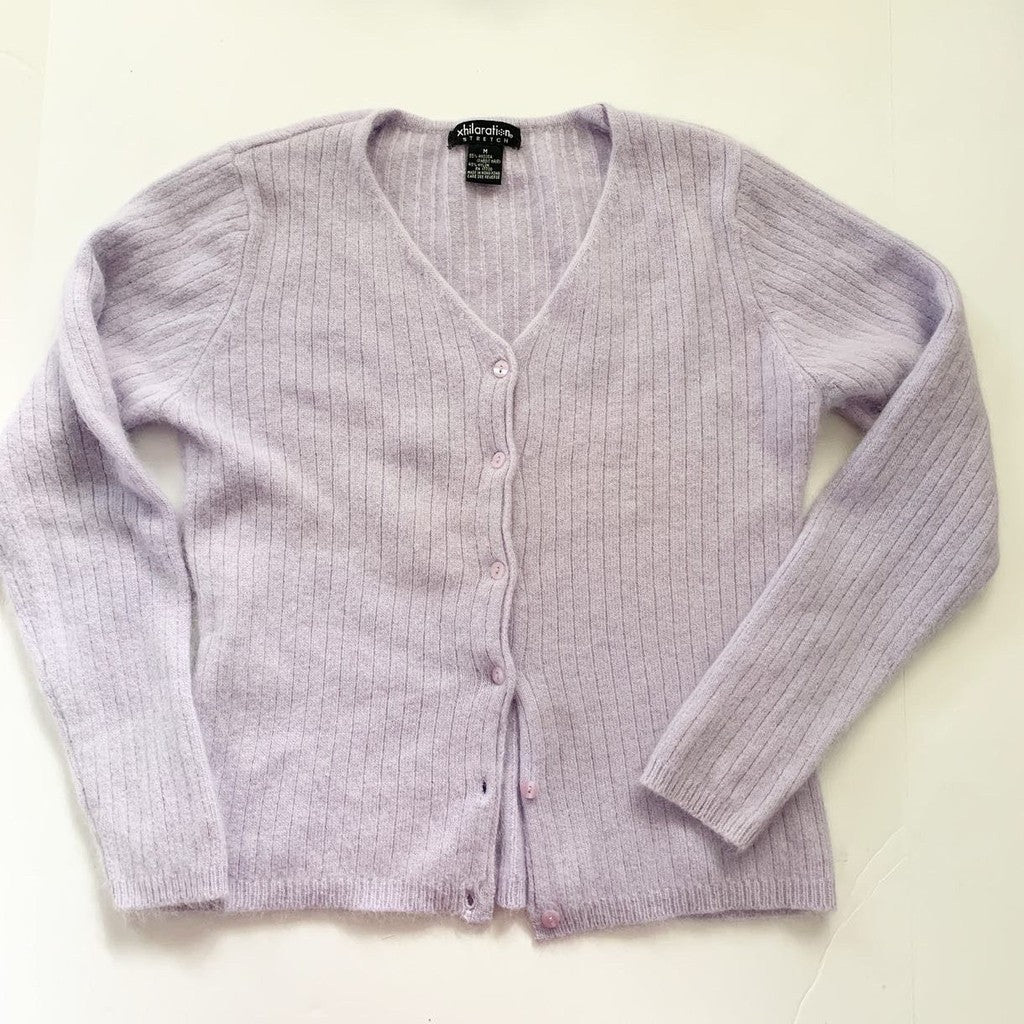 Xhilaration Y2K Purple Lavender Angora Cardigan