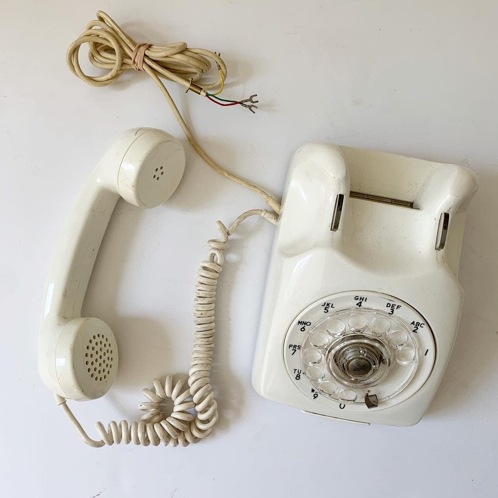 Vintage 1973 LM Ericsson White Rotary Phone
