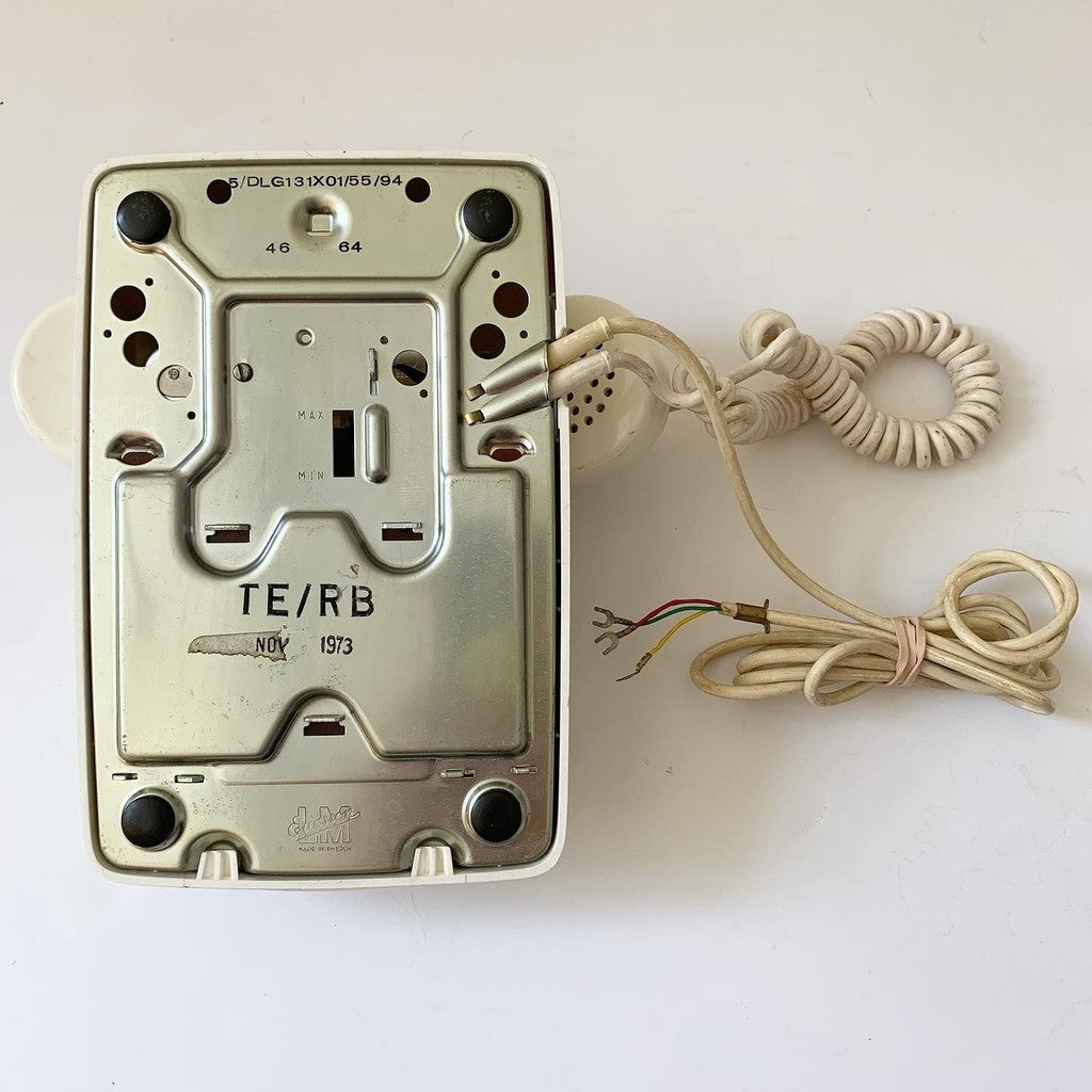 Vintage 1973 LM Ericsson White Rotary Phone
