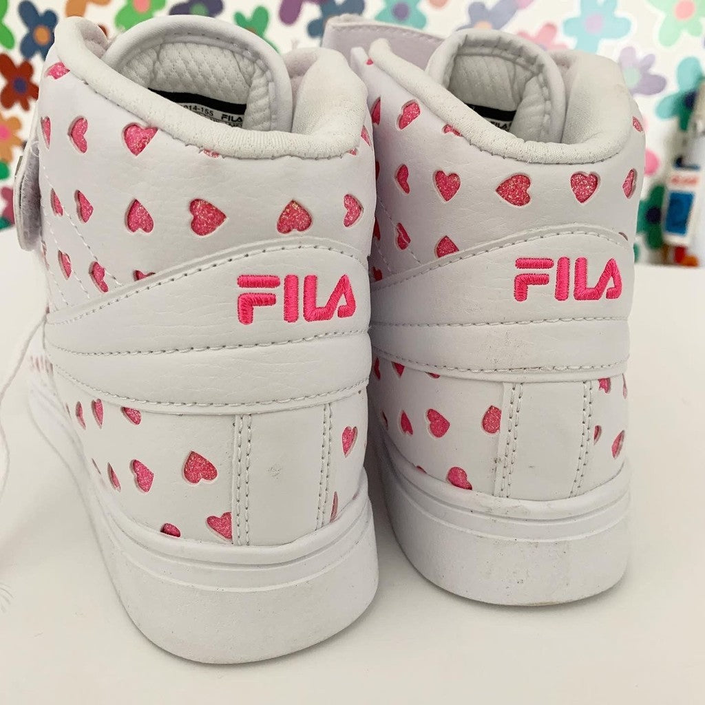 Fila Vulc 13 High Top Hearts Lace Up Glitter Sneaker