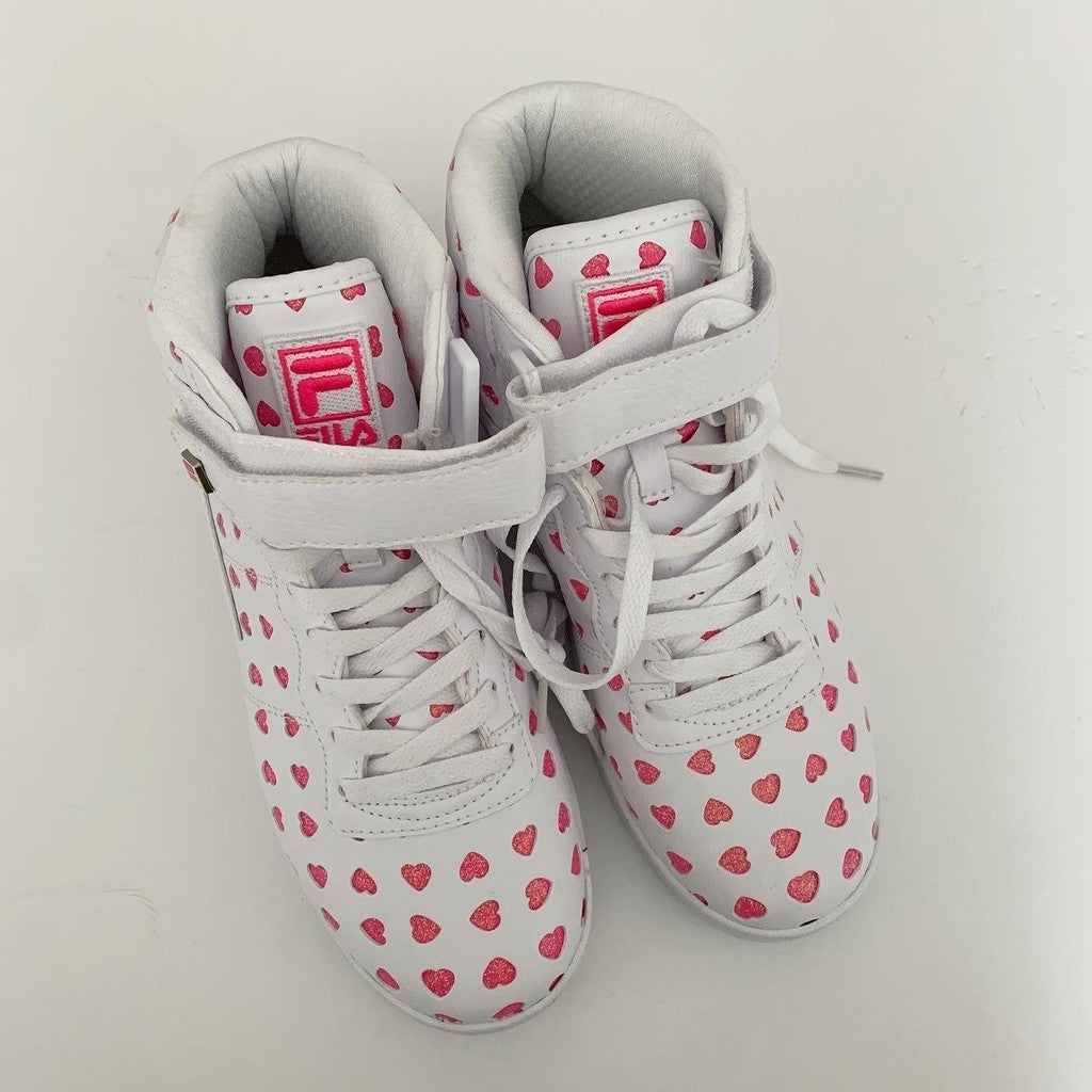 Fila Vulc 13 High Top Hearts Lace Up Glitter Sneaker