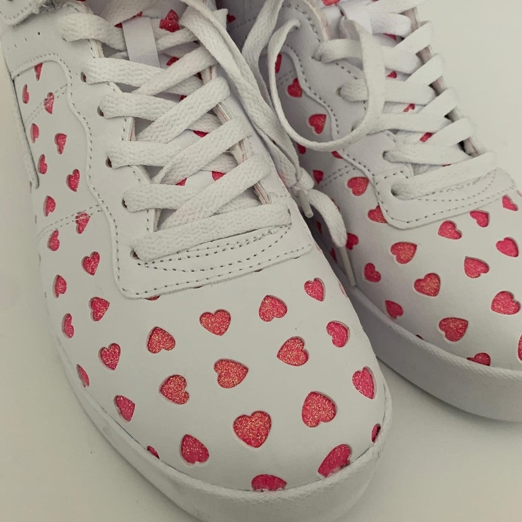 Fila Vulc 13 High Top Hearts Lace Up Glitter Sneaker