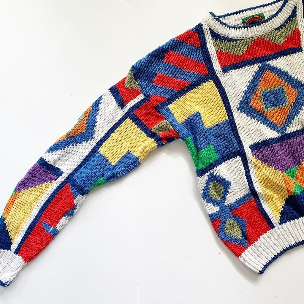 Vintage Boston Traders Colorful Knit Pullover Sweater