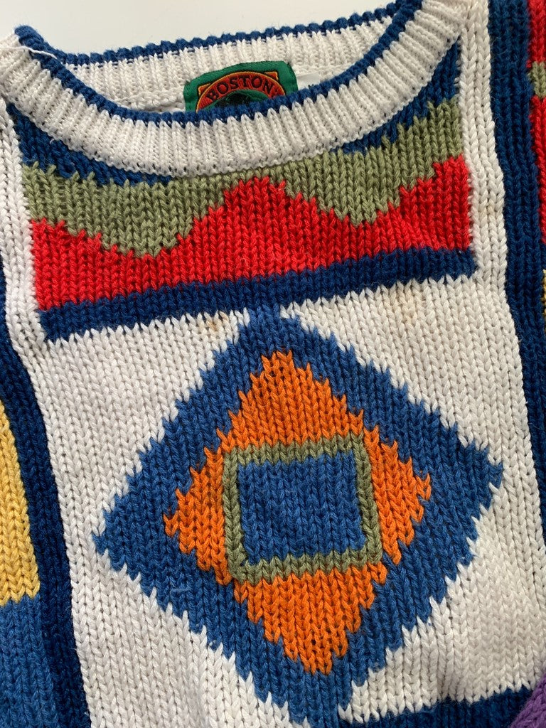 Vintage Boston Traders Colorful Knit Pullover Sweater