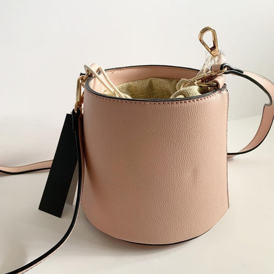 Isabelle Pink Vegan Leather Bucket & Drawstring Bag