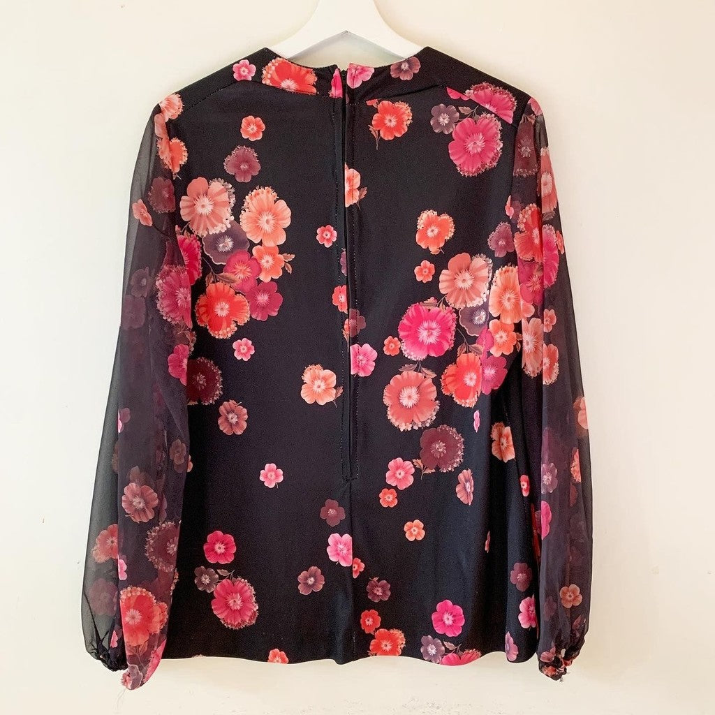 Vintage 1970s Floral Pant and Shirt Set Black & Pink