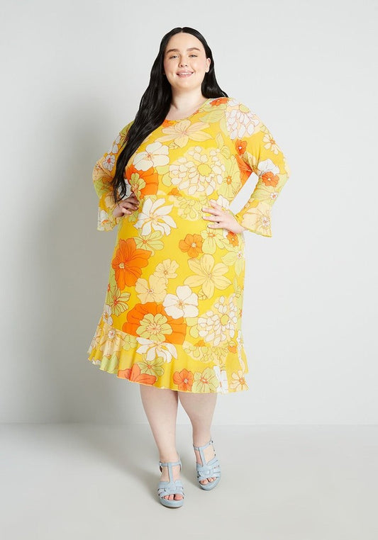 Modcloth Tropicana Isle Mesh Midi Dress Large