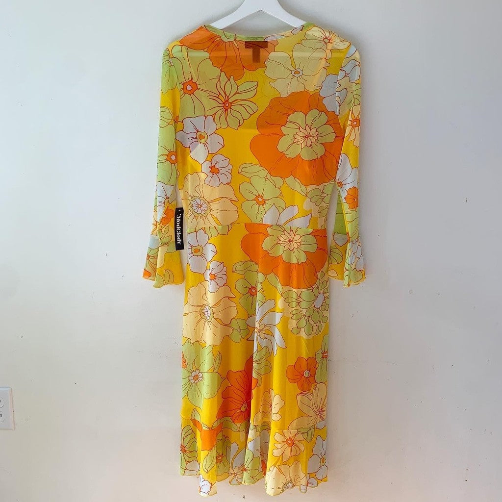 Modcloth Tropicana Isle Mesh Midi Dress Large