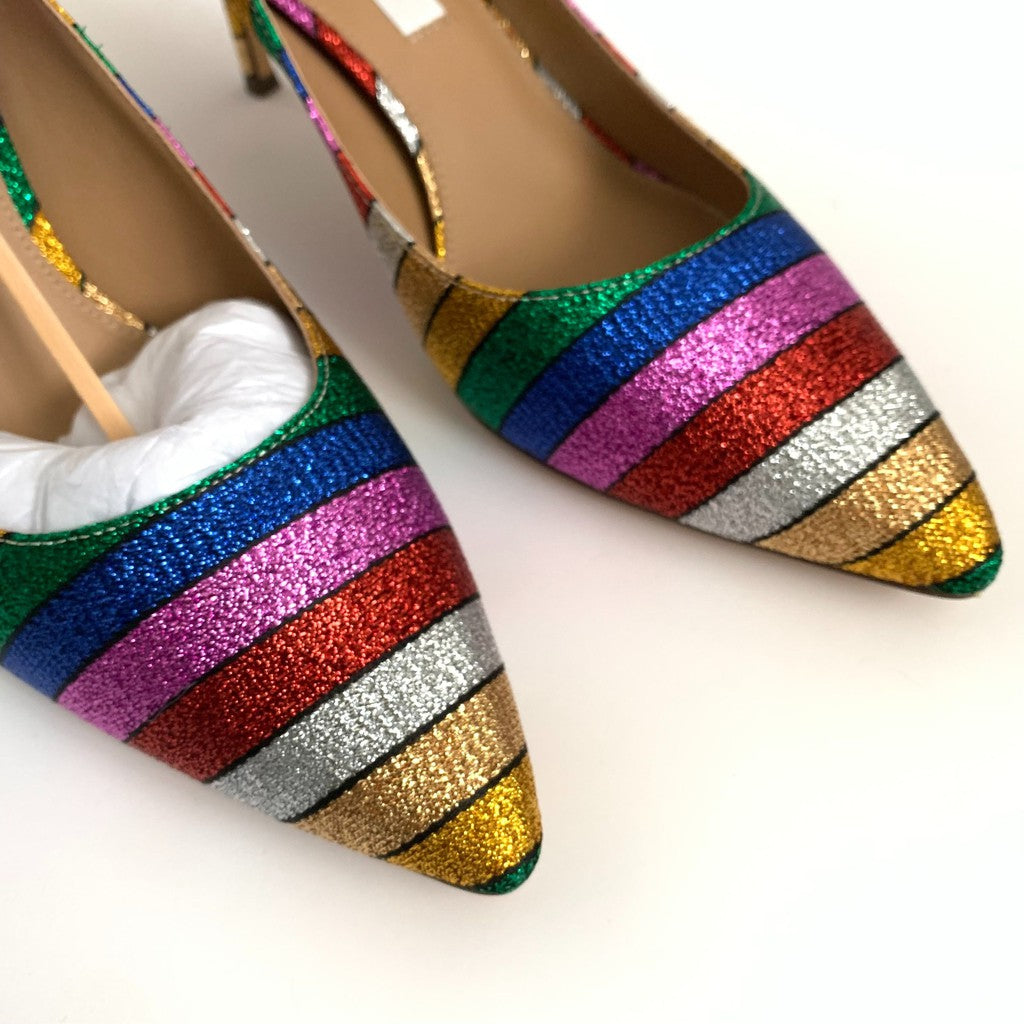 Nina Shoes Metallic Rainbow Stripe Jo Jo Heels Size 9M