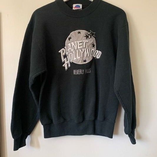 Planet Hollywood Beverly Hills Vintage 1990s Black Crew Neck Sweatshirt Size Small