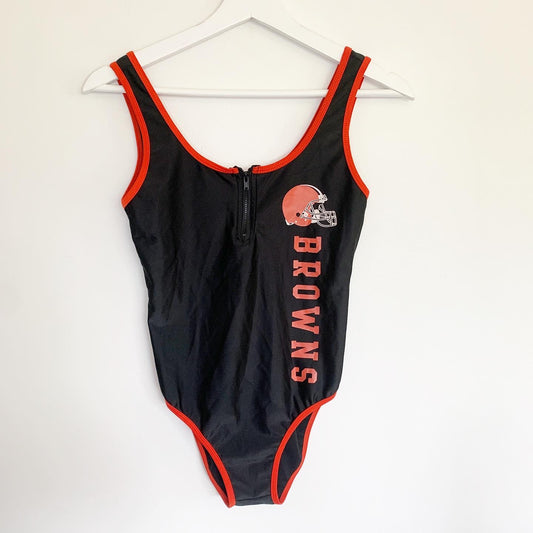 NFL Cleveland Browns Women's One Piece Swimsuit Black Orange
