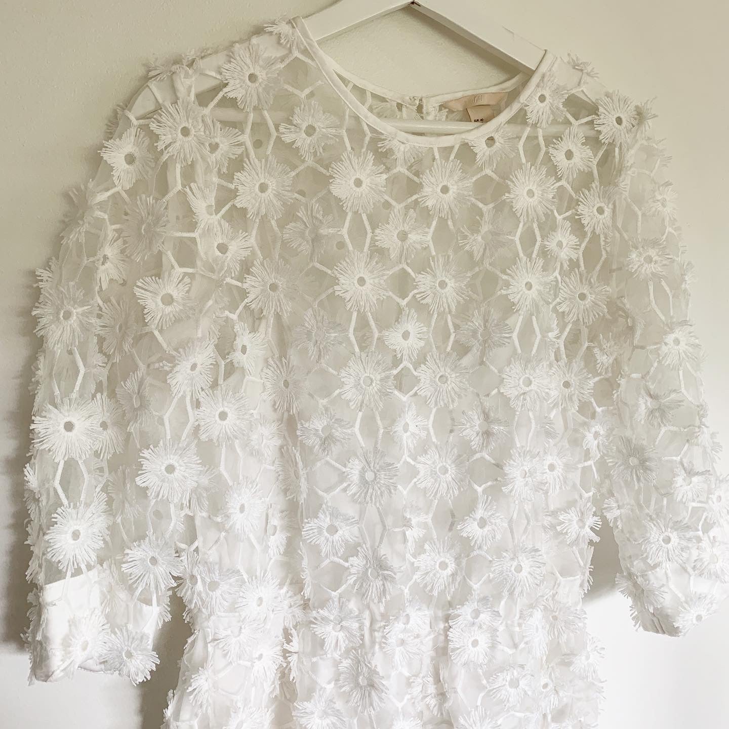 H&M Embroidered Organza One-Piece Shorts Romper
