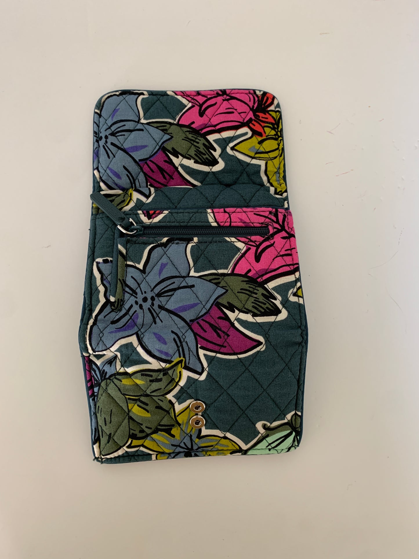 Vera Bradley Falling Flowers Quilted RFID Blocking Technology Wallet
