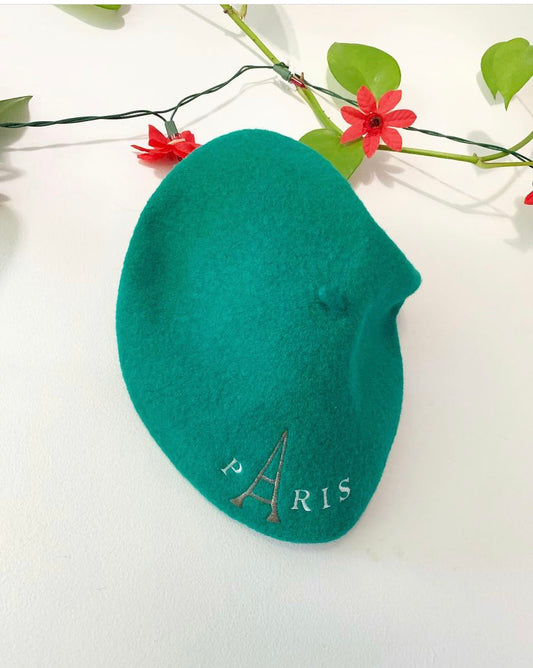 Paris Beret Green Wool Hat