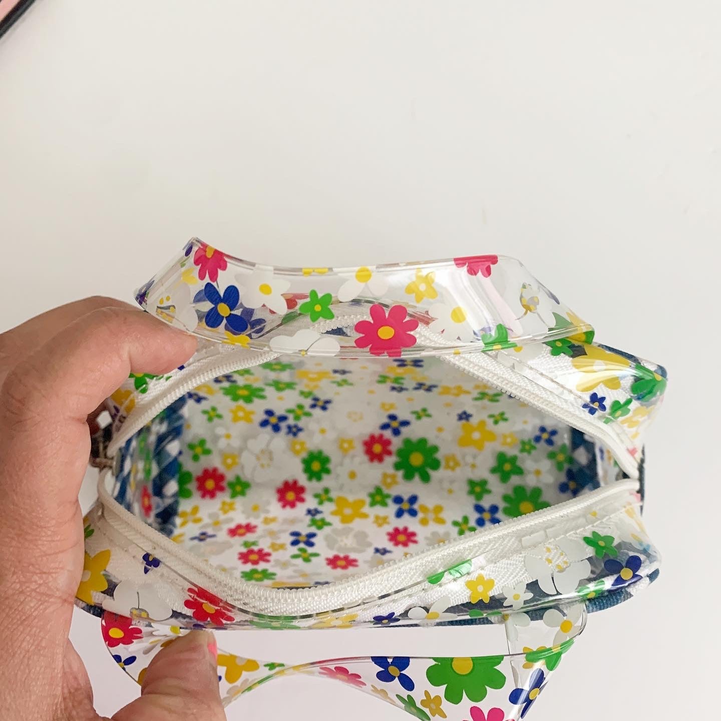Retro Floral Transparent Makeup Mini Bag