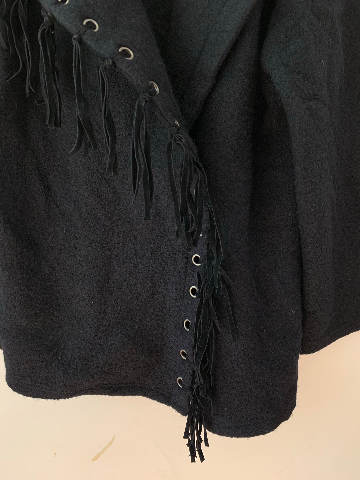 Kenar Suede Fringe Jacket, Black, Women's