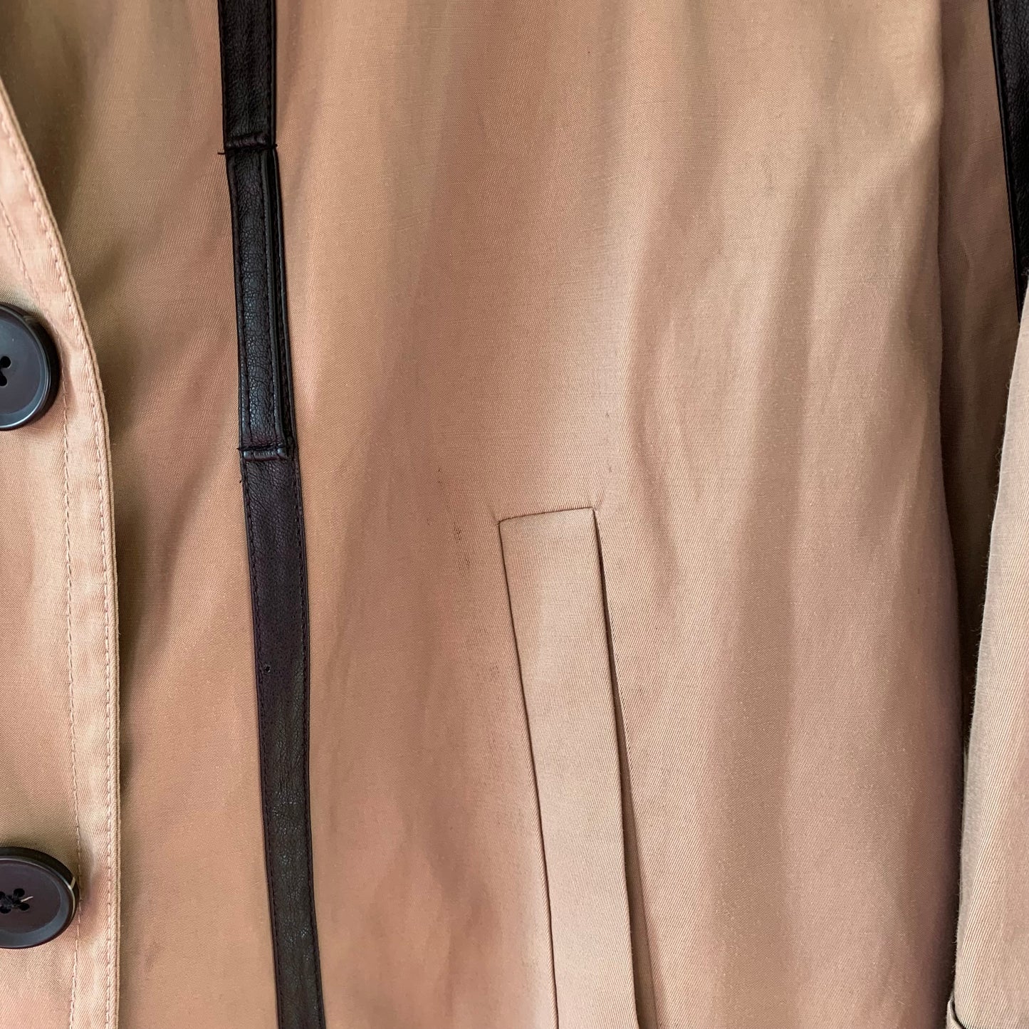 Dana Buchman Leather Trimmed Trench Belted Trench Coat, Size XL