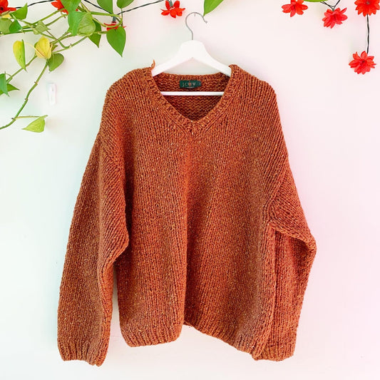 J. Crew Rust Orange Vintage 1990s Wool Sweater, Size large