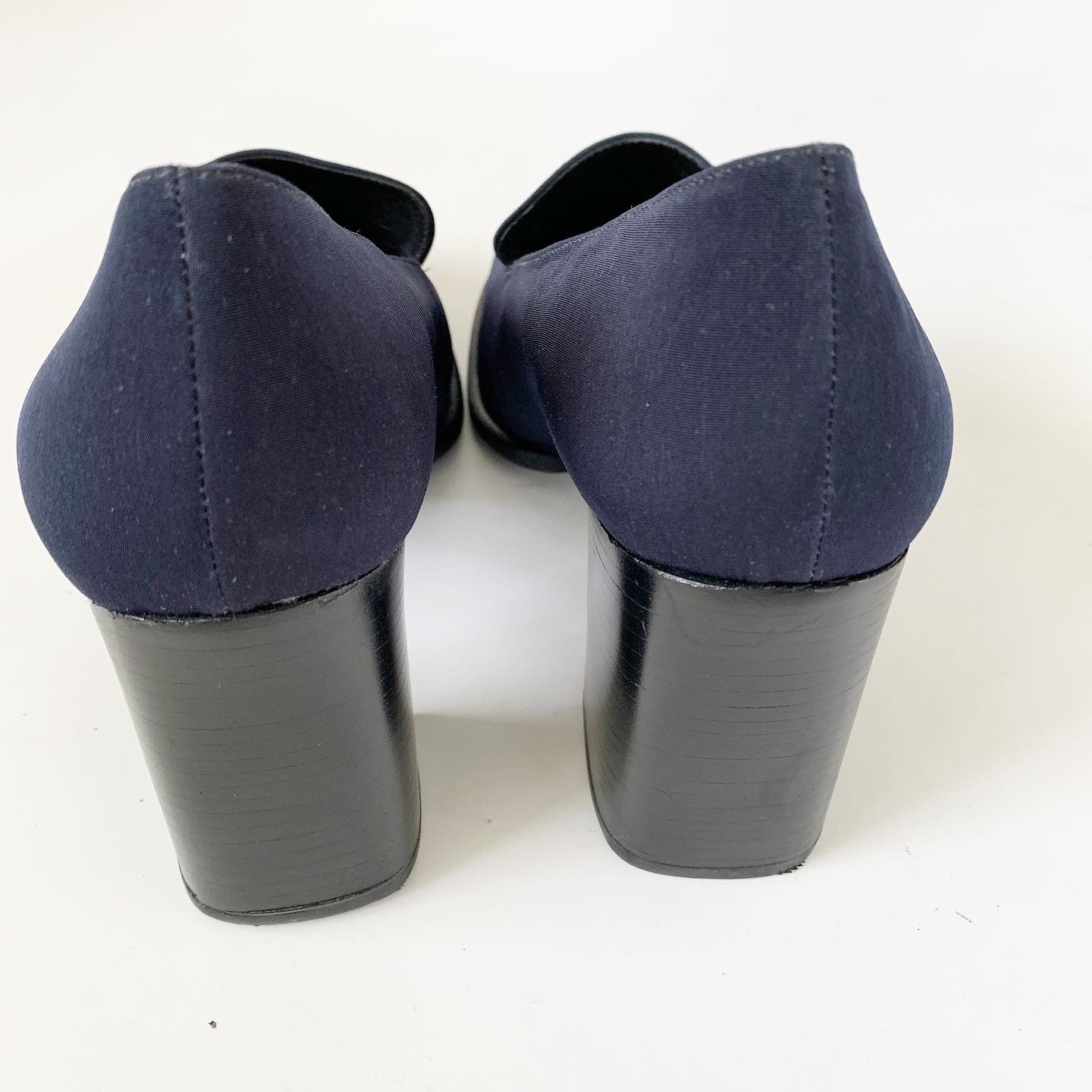 Nine West Pietro Chunky Loafer Heels 9.5 M Navy Y2K 90s