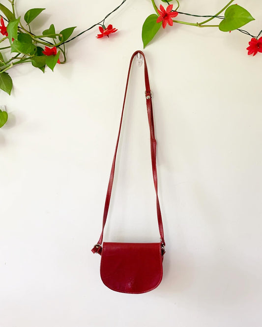 Vera Pelle Italian Leather Crossbody Purse, Red