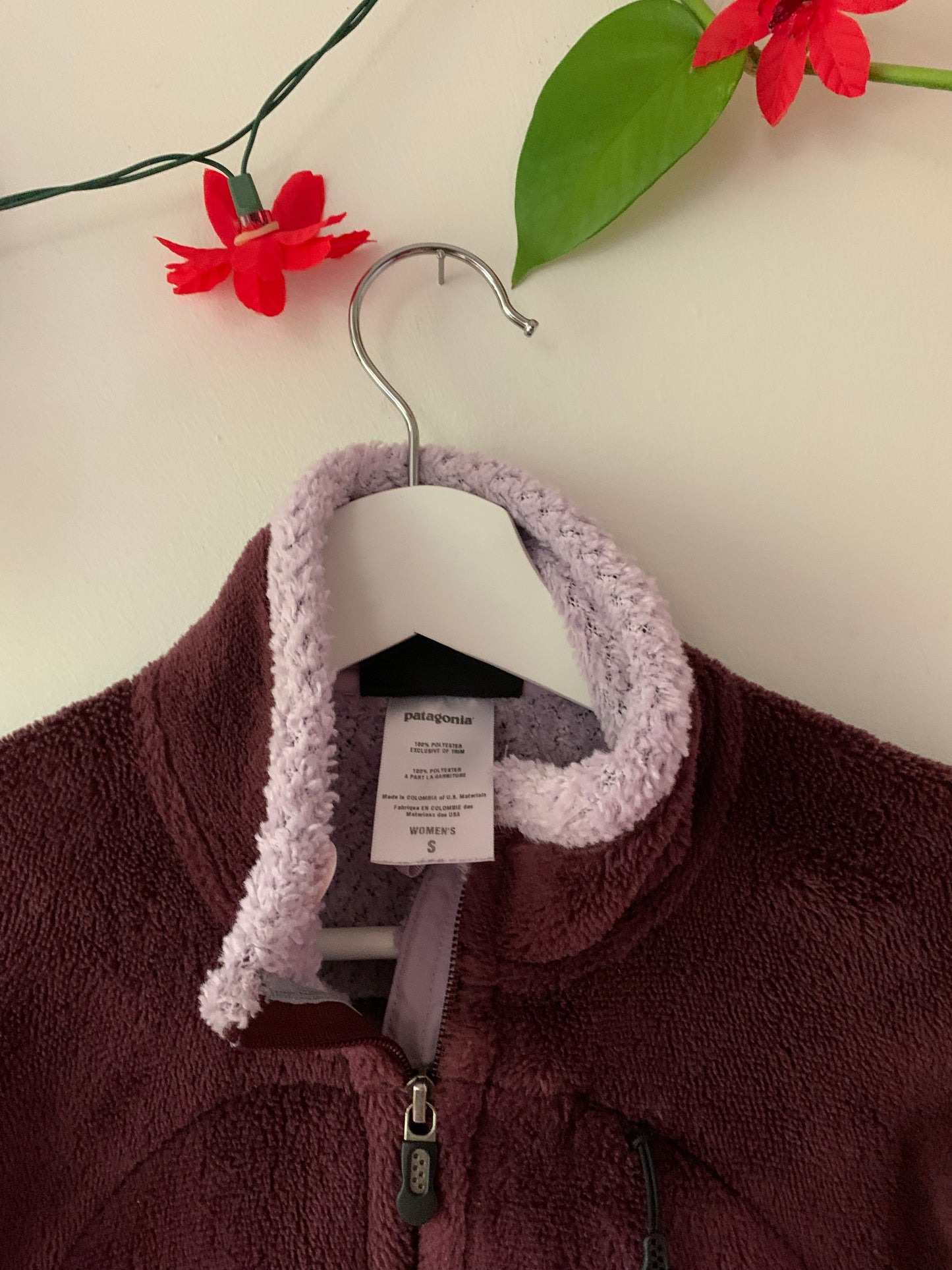 Patagonia Plum Purple Full Zip Fleece Jacket Embroidered Monogram Letter R, Size Small