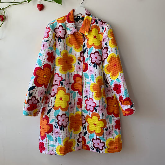 Harve Benard by Benard Holtzman Retro Flower Print Quilted Jacket Size 16 Tall Plus