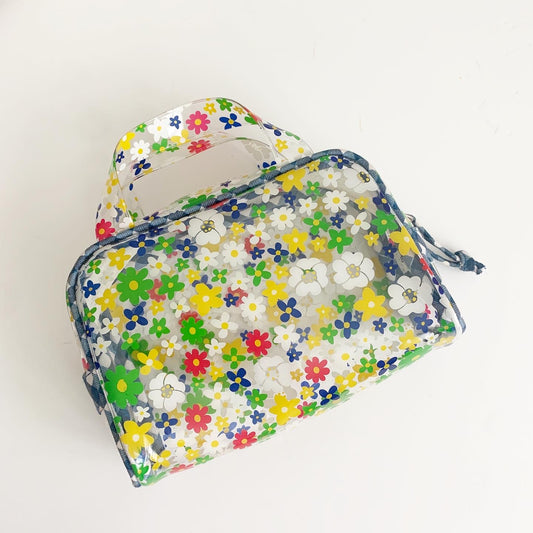 Retro Floral Transparent Makeup Mini Bag