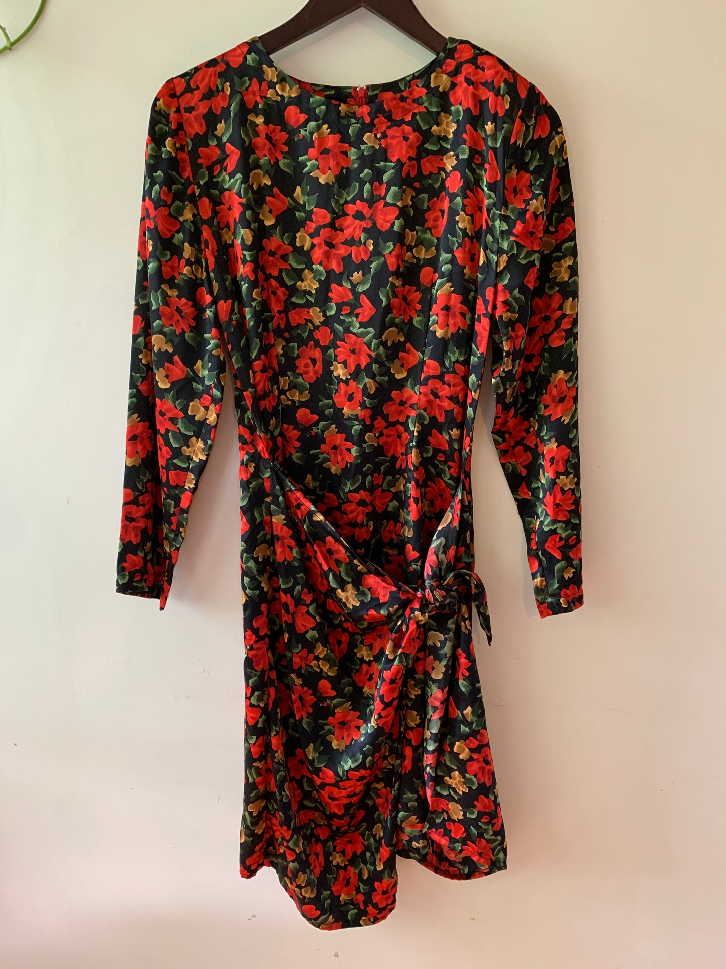 Vintage 1980s Mary Jo Bruno 100% Silk Floral Dress