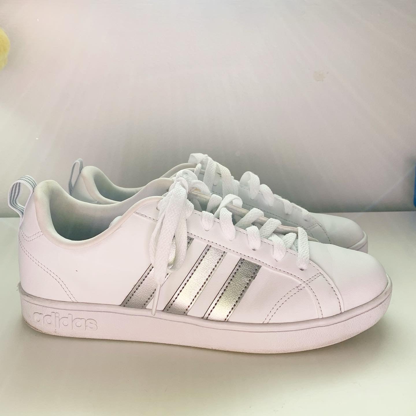 Adidas Grand Court White Silver Sneaker, Size 8.5