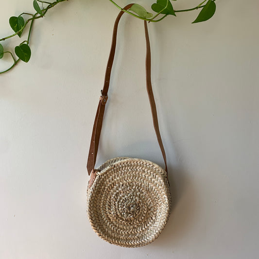 Round Straw Wicker Crossbody Purse