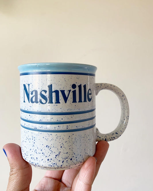 Nashville Blue and White Speckled Ceramic Mug