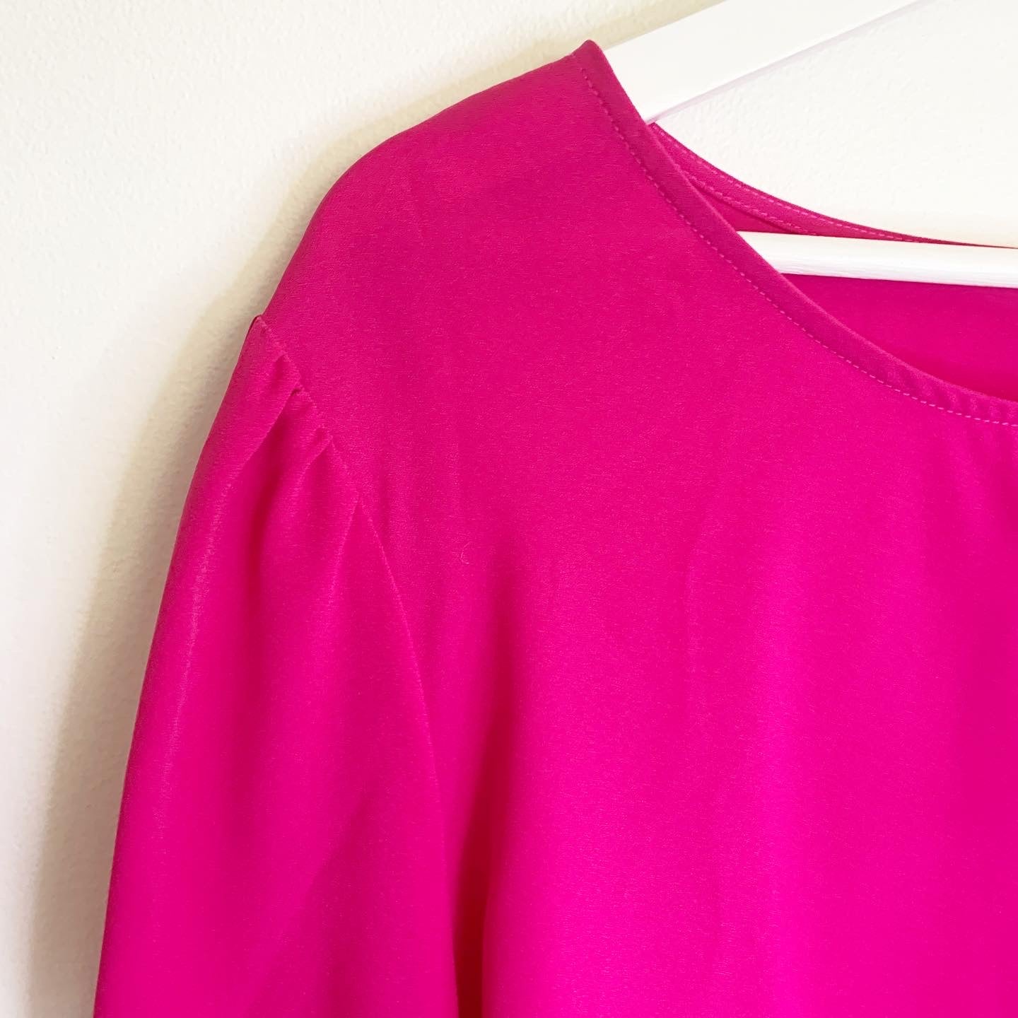 Eloquii Pink Puff Sleeve Top with Pearl Details