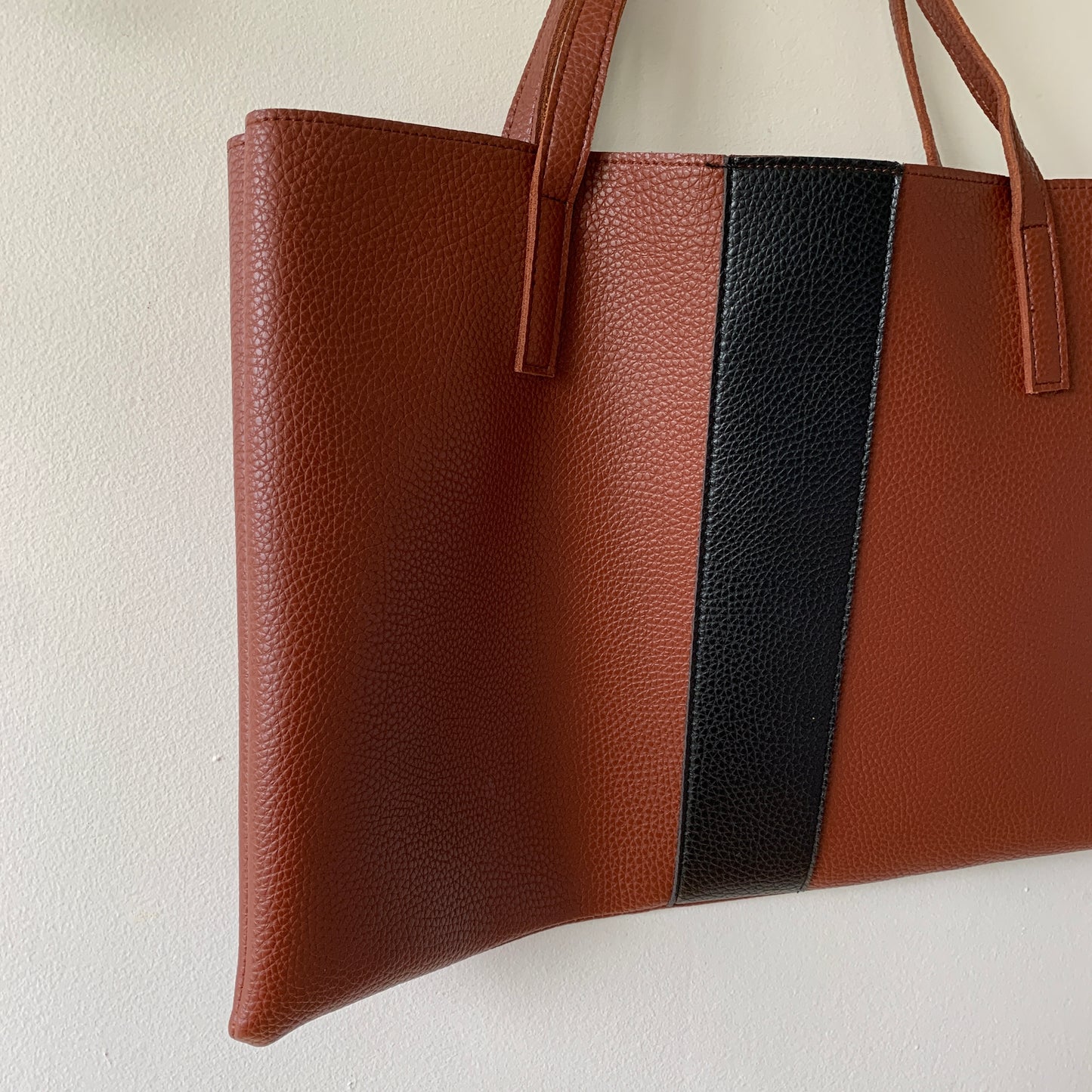 Vince Camuto Brown & Black Vegan Leather Luck Tote Bag