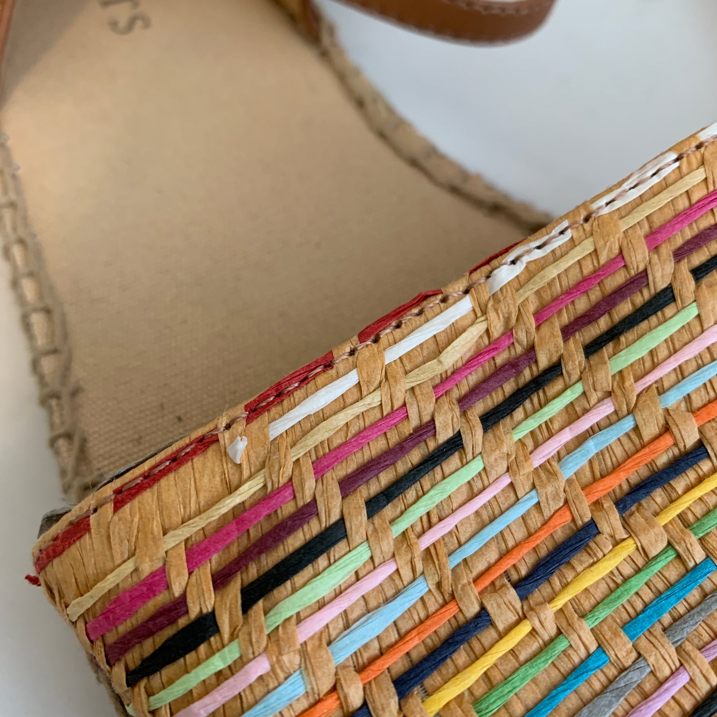 Talbots Izzy D'Orsay Espadrille Straw Rainbow Flats