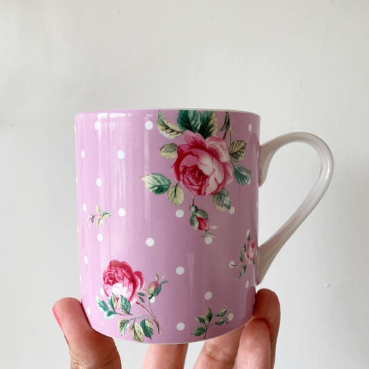 Royal Albert England Pink Rose Polka Dot Floral A Beautiful Friendship Mug