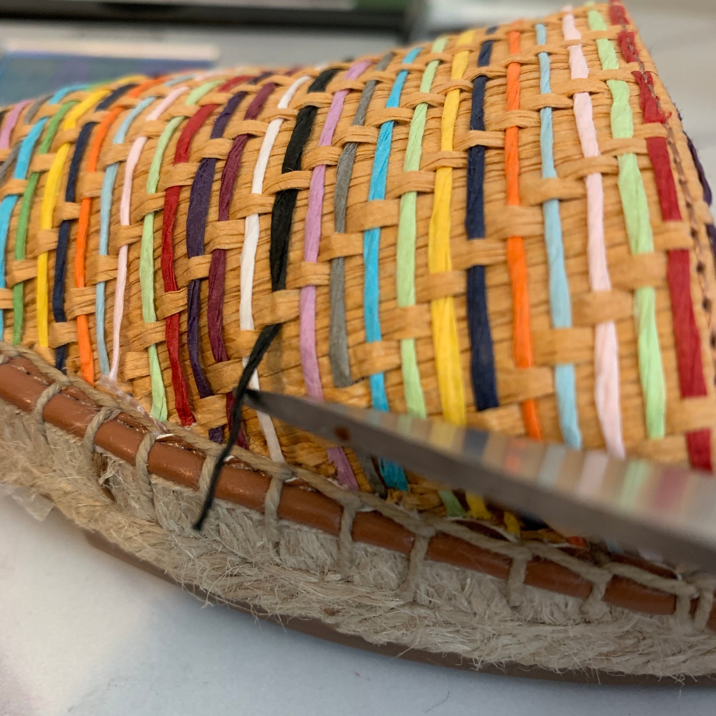 Talbots Izzy D'Orsay Espadrille Straw Rainbow Flats